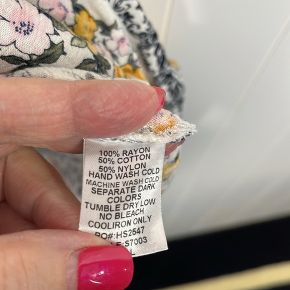 Kori America Womens Tunic L Pink Black Gold Boho Fit & Flare Lace Bell Sleeves - Picture 8 of 13